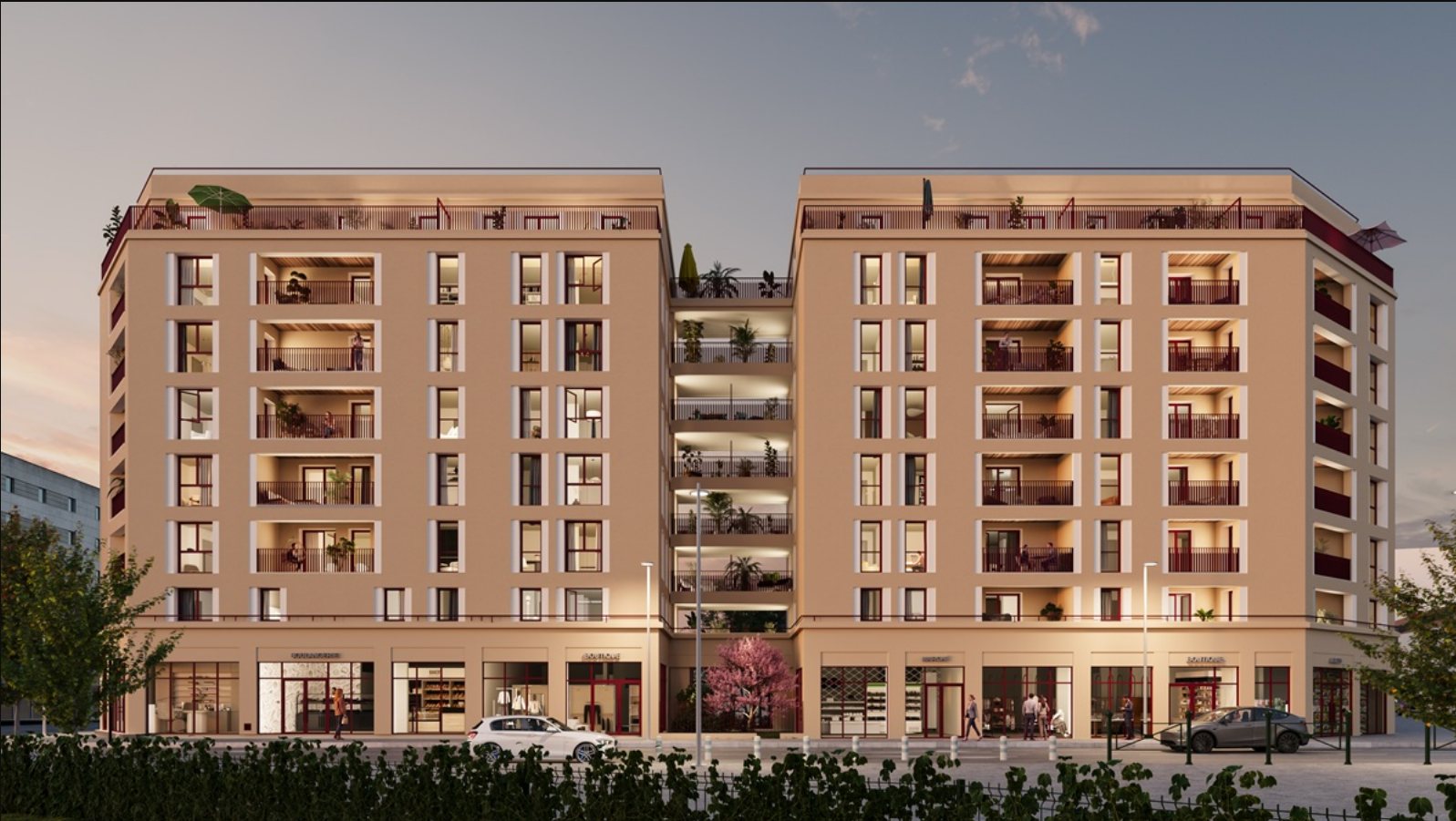 New apartments for sale in Annemasse: the Genève Parc 2 building seen from the street